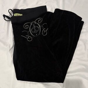 Vintage Juicy Couture Black Track Pants with Silver Embellishments